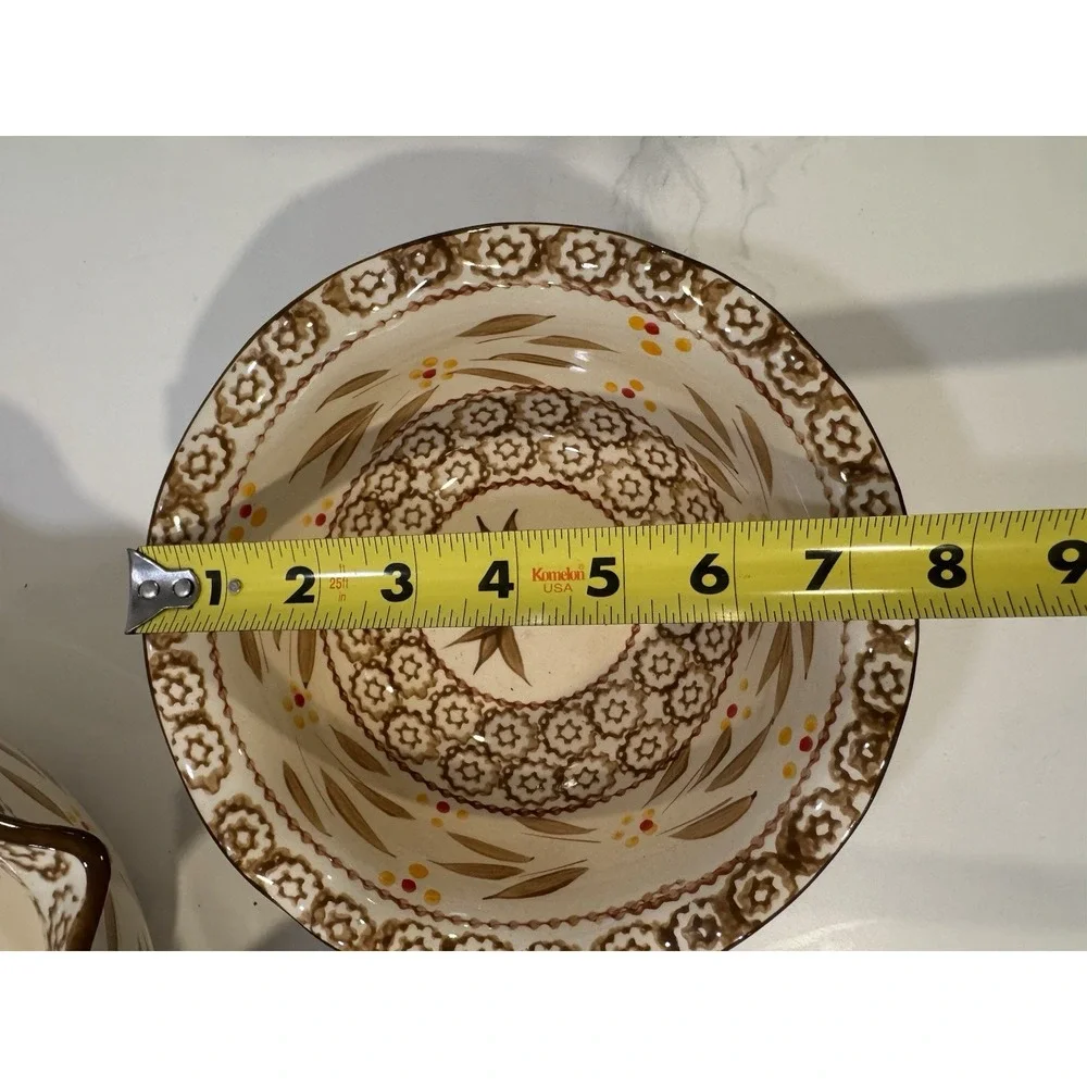 Temptations Old World Brown Nesting Bowls Set of 3 Wavy Edge 1qt 2 qt 3.5qt Vtg